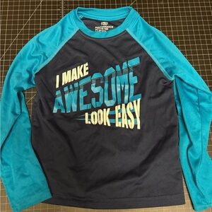 Logo Athletic Kids Teal and Navy Long Sleeve Tee